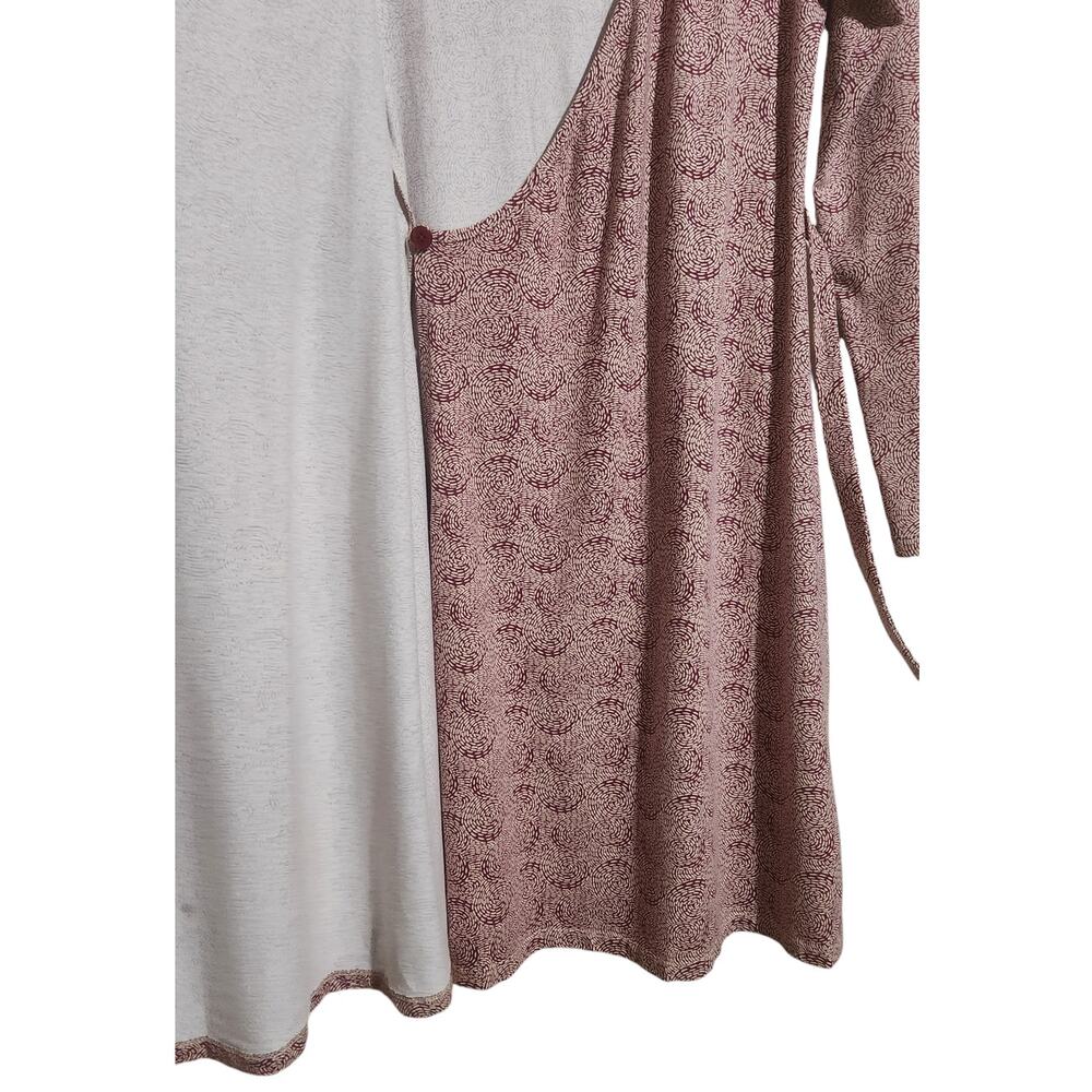 Synergy Women's Organic Cotton Blend Red Long Sleeve Wrap Dress Sz Small Stretch - Picture 2 of 10